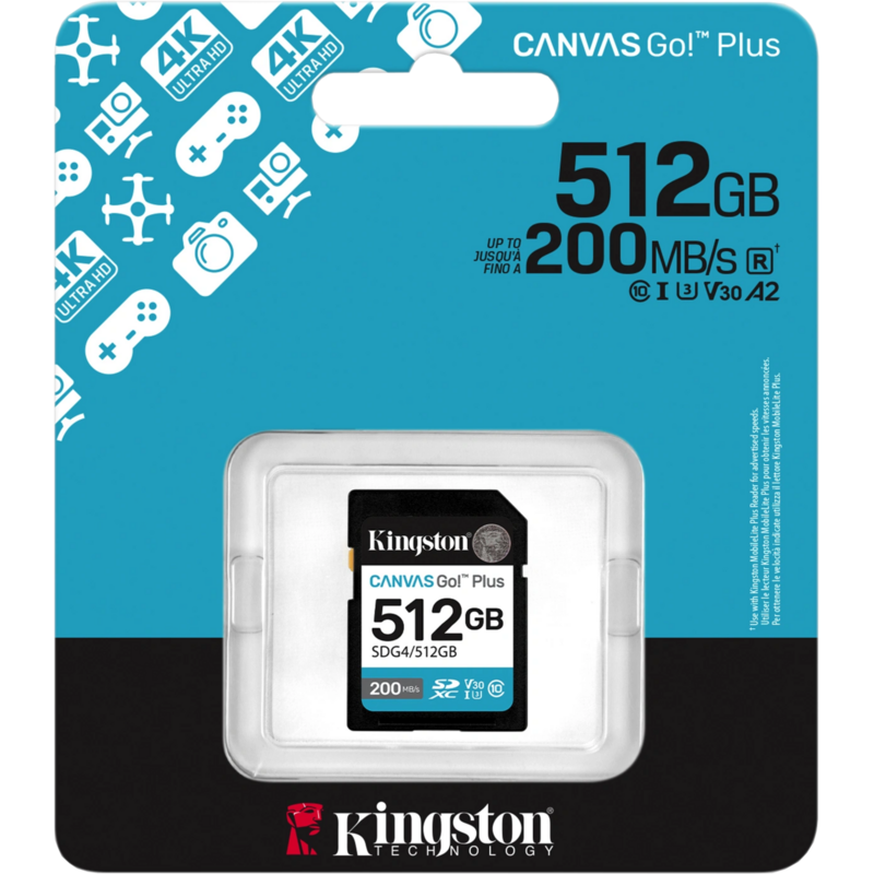 Kingston Canvas Go! Plus 512GB SDXC Speicherkarte, schwarz, UHS-I U3, Class 10