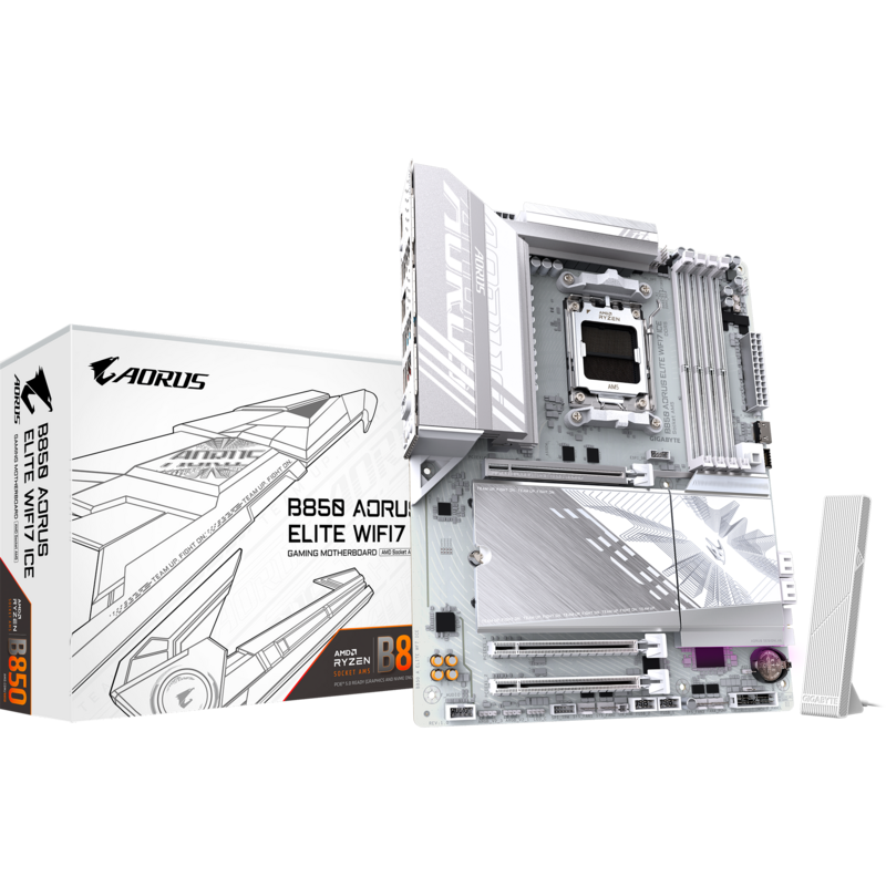 GIGABYTE B850 A ELITE WF7 ICE + GP-UD750GM PG5 ICE PC-Aufrüstkit, weiß