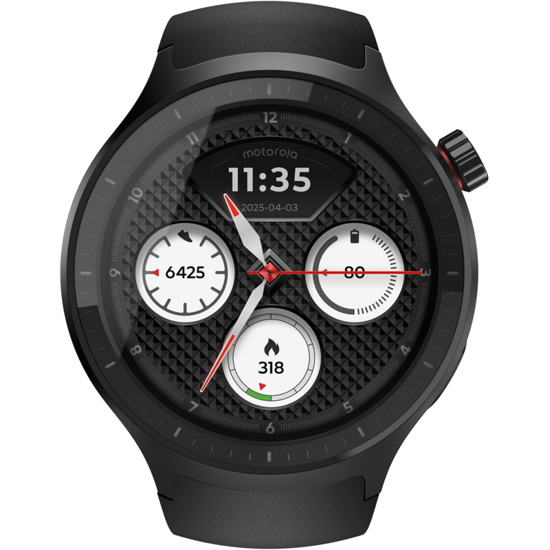 Motorola moto watch Smartwatch, schwarz, mit schwarzem Silikon-Armband