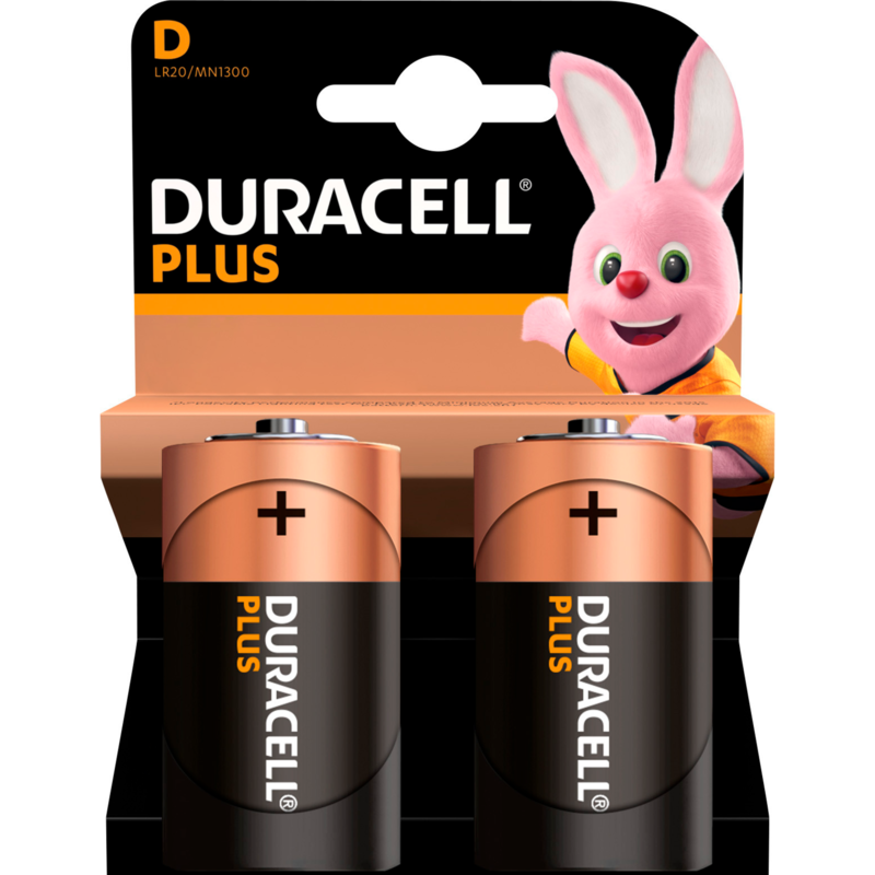 Duracell Plus D Batterie, 2 Stück, D