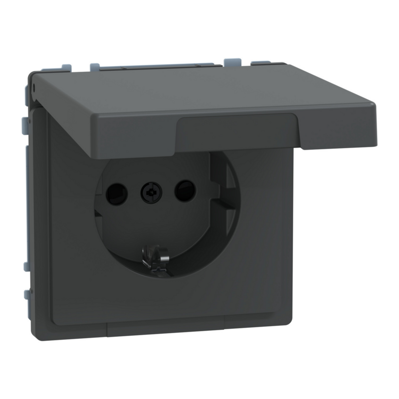 Merten Schutzkontakt-Steckdose mit Klappdeckel und erhöhtem Berührungsschutz