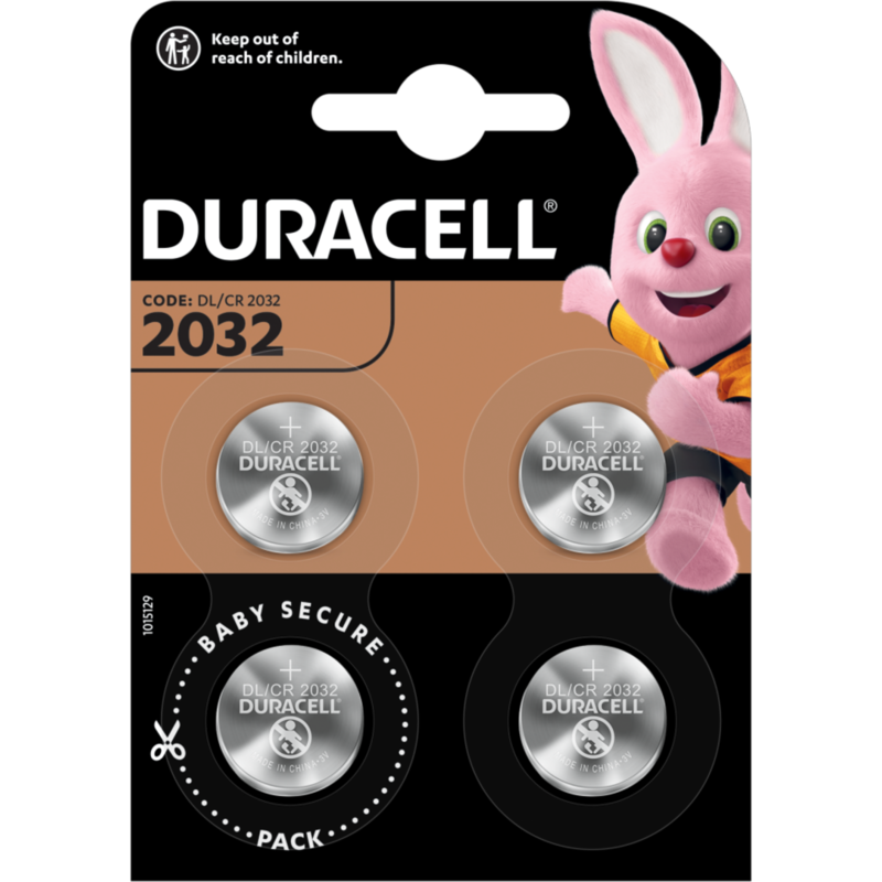 Duracell CR2032 Lithium-Knopfzelle 3V Batterie, 4 Stück, CR2032
