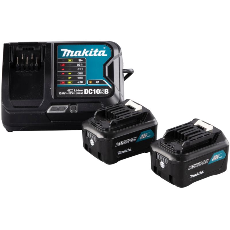 Makita Power Source Kit Li 12V 4Ah Set, schwarz/blau, 2x Akku BL1041B, 1x