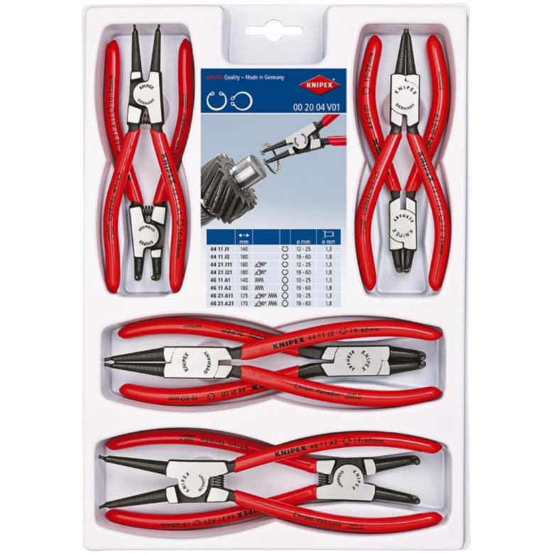 KNIPEX Sicherungsringzangen-Set 00 20 04 V01 Zangen-Set, rot/schwarz, 8-teilig