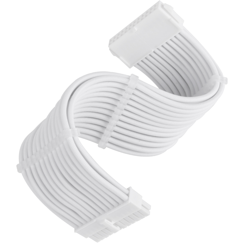 SilverStone Netzteil-Verlängerungskabel SST-PP07E-MBW-V2, 24pin ATX, weiß, 30cm