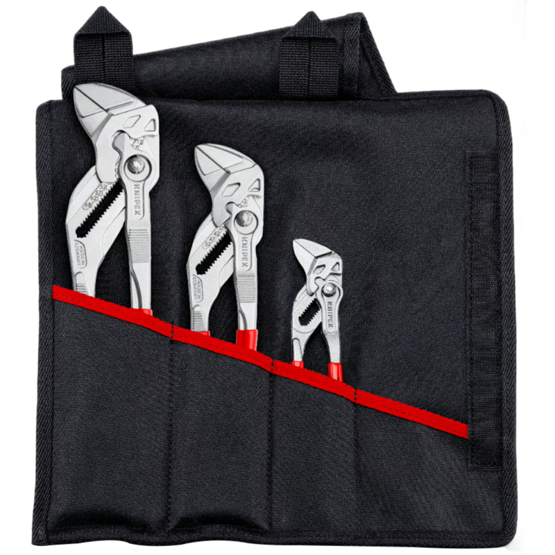 KNIPEX Zangenschlüssel-Set, 3-teilig Zangen-Set, rot, in Falttasche