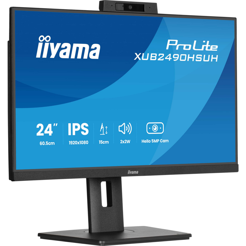 iiyama ProLite XUB2490HSUH-B2 LED-Monitor, schwarz (matt), FullHD, IPS, Webcam