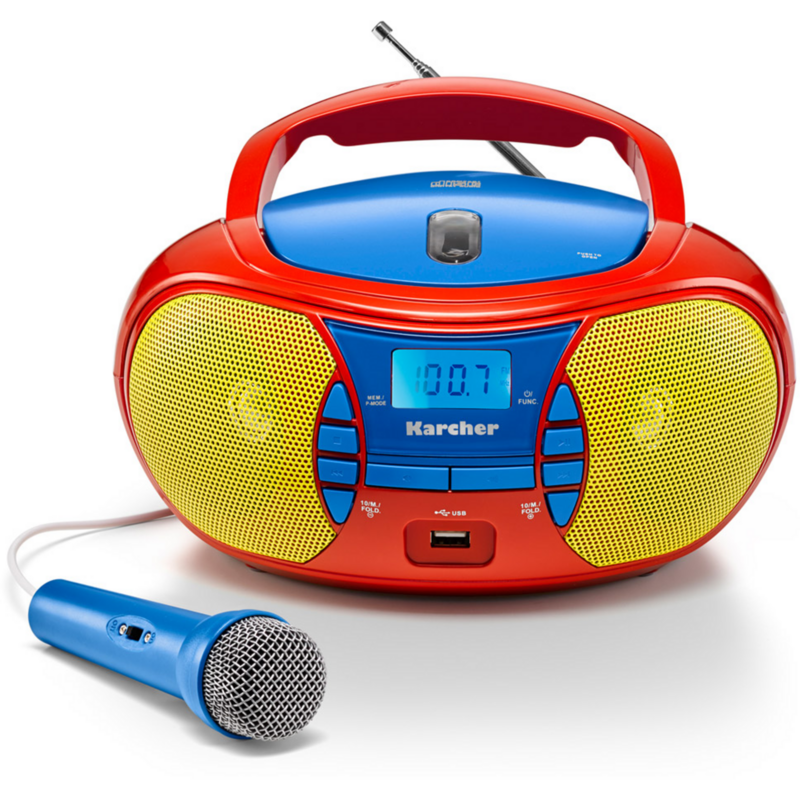 Karcher RR 5026 Radio, rot/mehrfarbig, Tragbarer CD-Player mi UKW-Radio und