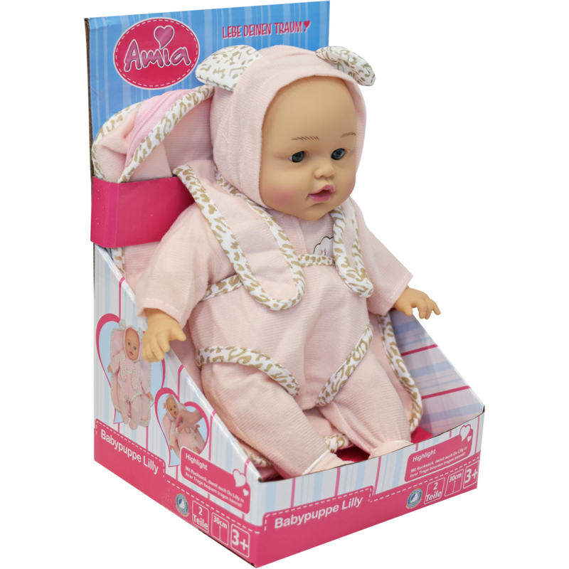 Babypuppe Lilly 30 Zentimeter mit Puppentrage