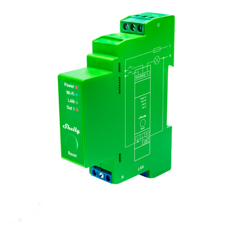 Shelly Pro Dimmer 1PM Relais, grün