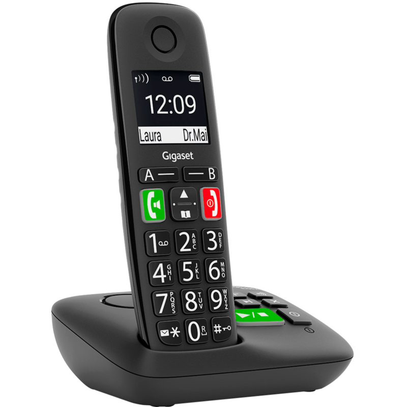 Gigaset E290A analoges Telefon, schwarz, Anrufbeantworter