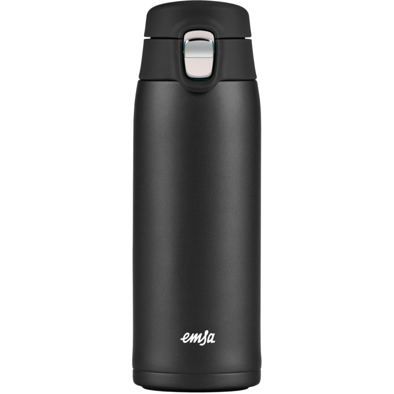Emsa TRAVEL MUG light Thermobecher, schwarz (matt), 0,4 Liter, Flip-Deckel