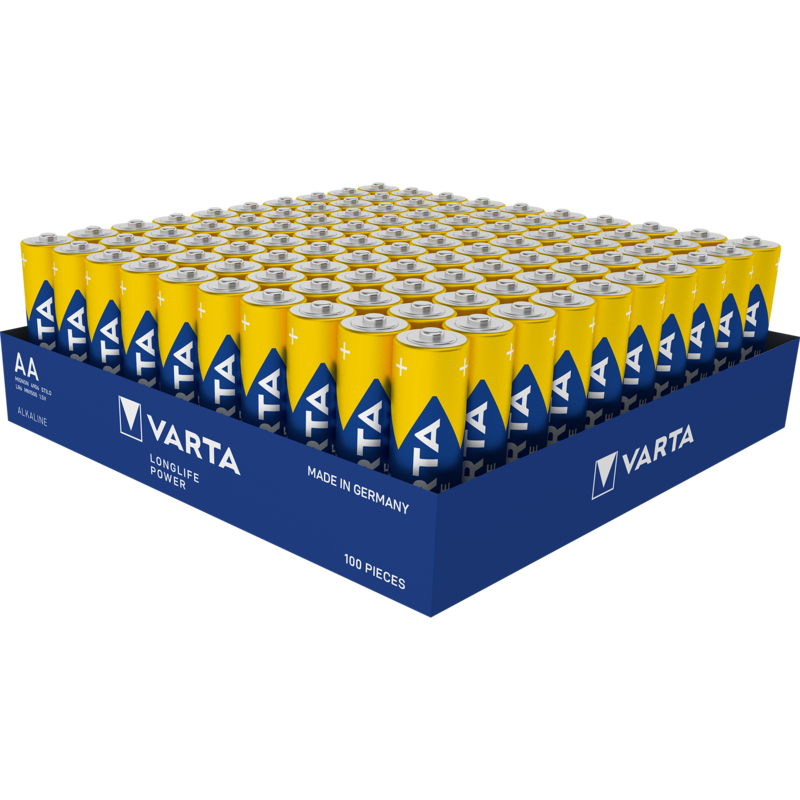 VARTA Longlife Power Batterie LR06 Tray, AA (Mignon), 100 Stück