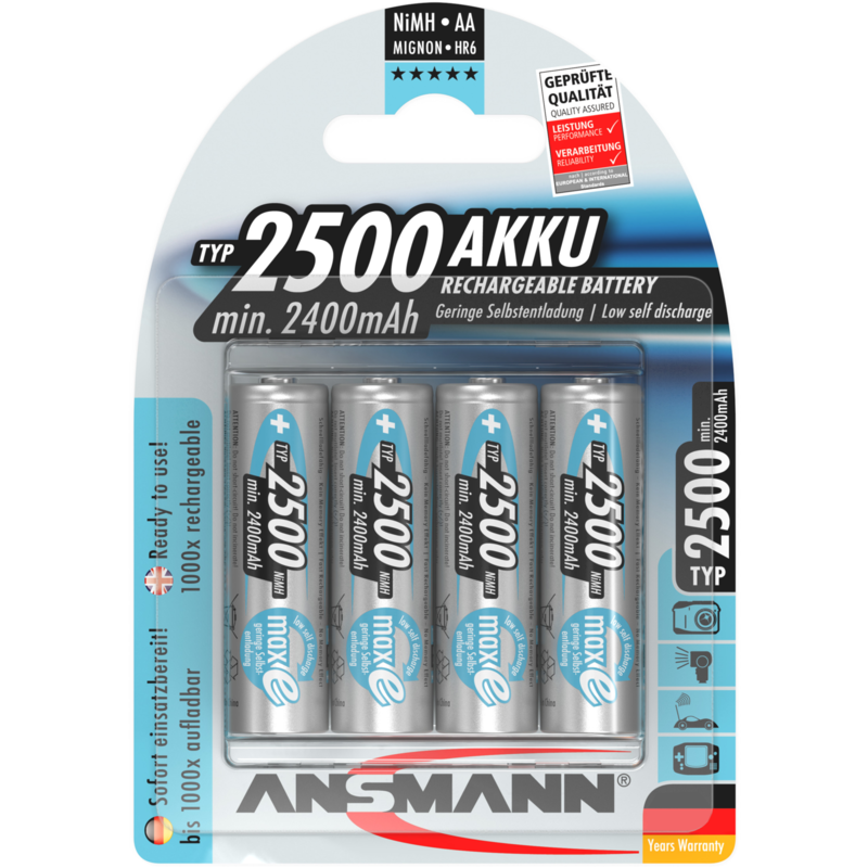 Ansmann maxE 2500mAh NiMh Akku, silber