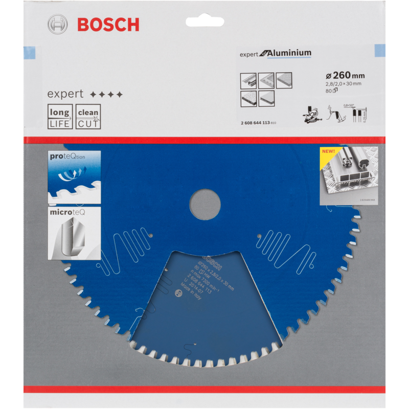Bosch Professional Kreissägeblatt Expert for Aluminium, Ø 260mm, 80Z Sägeblatt