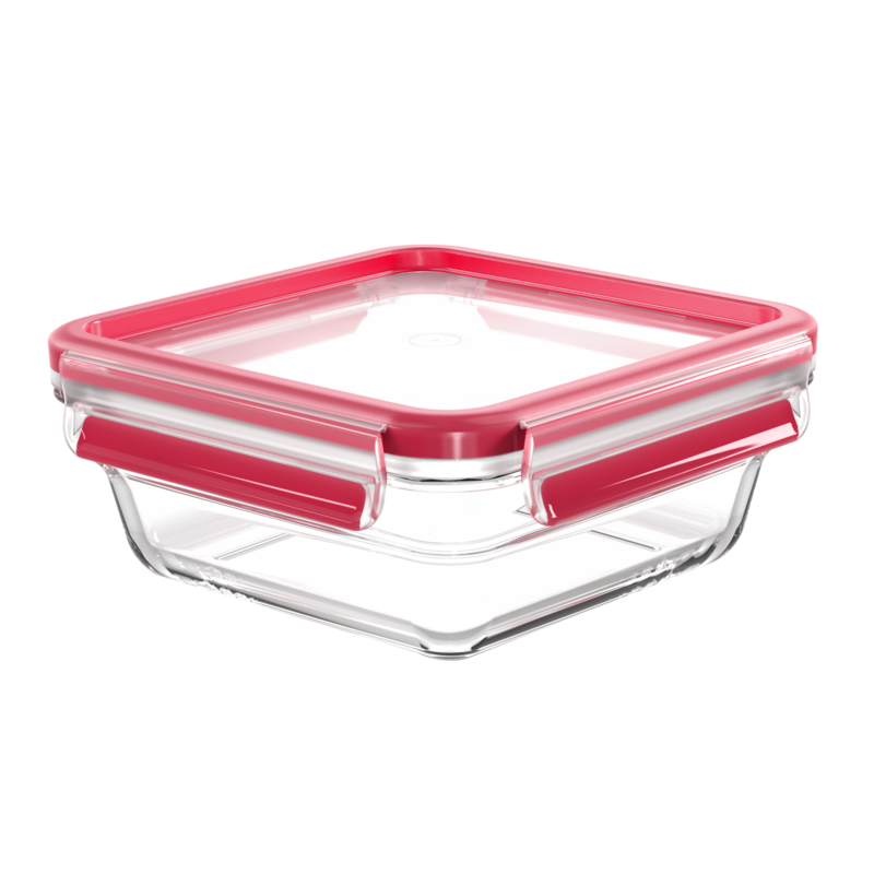 Emsa CLIP & CLOSE Glas-Frischhaltedose 0,8 Liter Dose, transparent/rot