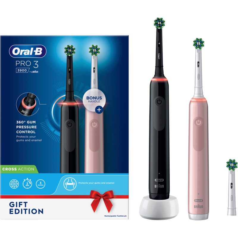 Oral-B Oral-B Pro 3 3900N Geschenk Edition Elektrische Zahnbürste, schwarz/pink