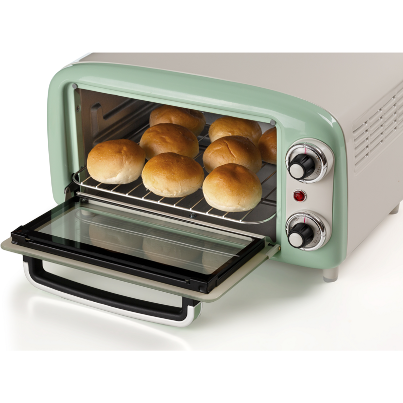 Ariete Mini-Backofen Vintage Green, weiß/hellgrün, 800 Watt, 10 Liter