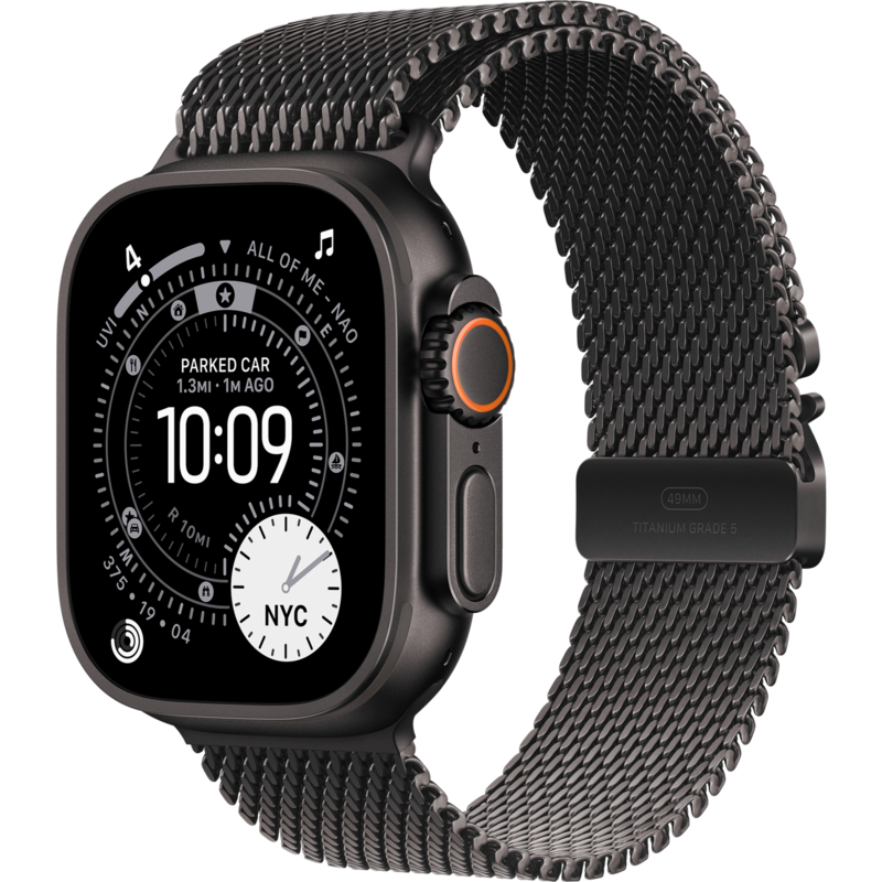 Apple Watch Ultra 3 Smartwatch, schwarz, 49 mm, Milanaise Armband schwarz S