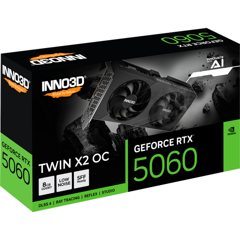 INNO3D GeForce RTX 5060 TWIN X2 OC V2 Grafikkarte, DLSS 4, 3x DisplayPort, 1x