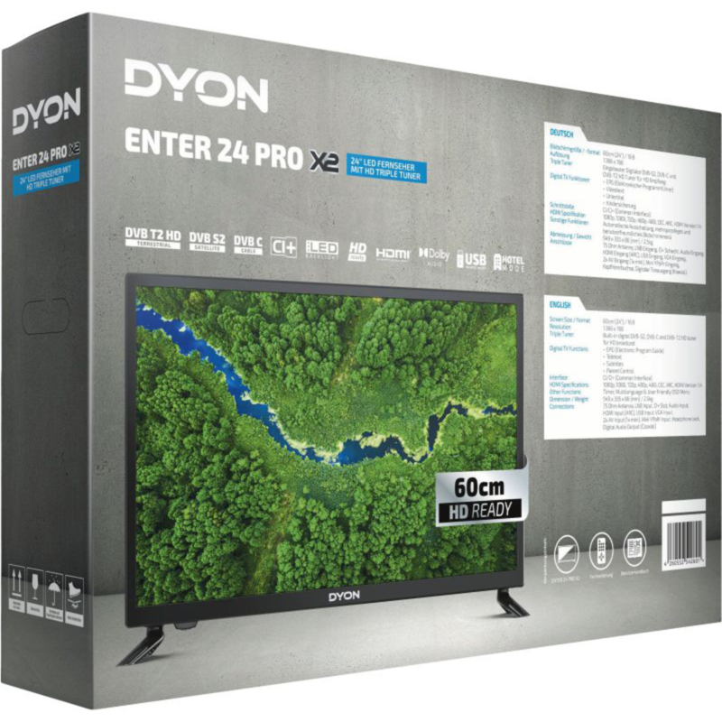 DYON ENTER 24 PRO X2 LED-Fernseher, schwarz, WXGA, Triple Tuner, HDMI, Gebraucht