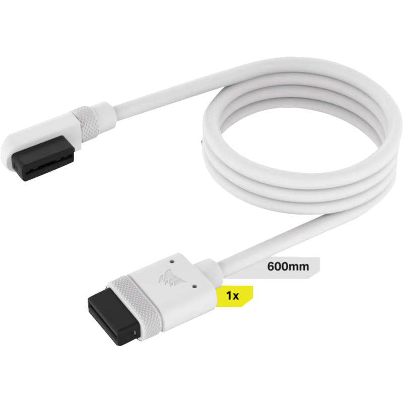 Corsair iCUE LINK Slim-Kabel, 600mm, 90° abgewinkelt, weiß, 1 Stück