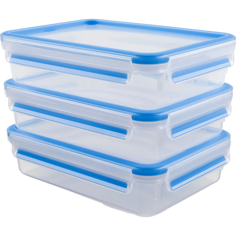 Emsa CLIP & CLOSE Frischhaltedosen 1,2 Liter Dose, transparent/blau, rechteckig