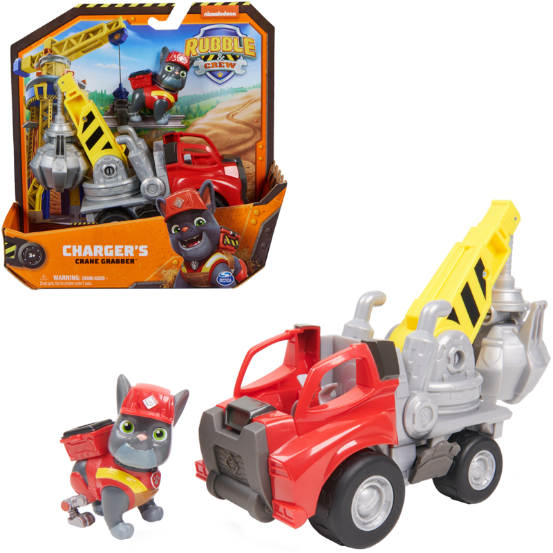 Spin Master Rubble & Crew - Kran-Baufahrzeug mit Charger-Figur Spielfahrzeug