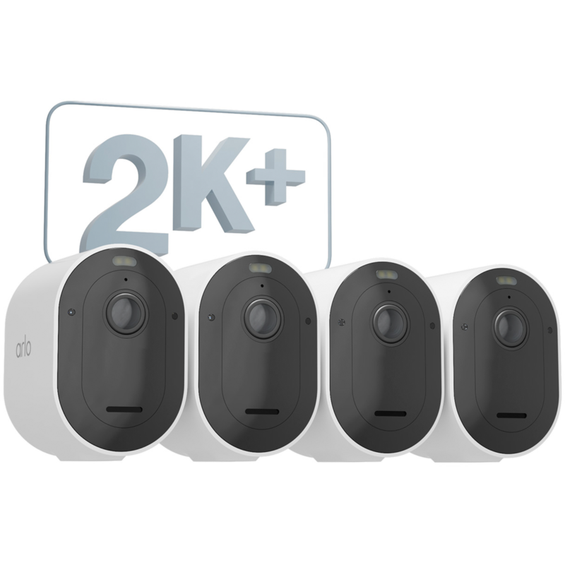 Arlo Pro 5 Spotlight Überwachungskamera, weiß/schwarz, 4er Pack, WLAN