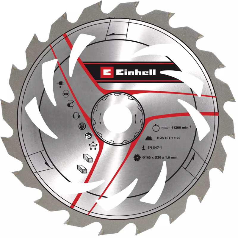 EINHELL Kreissägeblatt HM, Ø 165 x 20mm, 1,6mm, 20Z Sägeblatt, für Tauchsäge