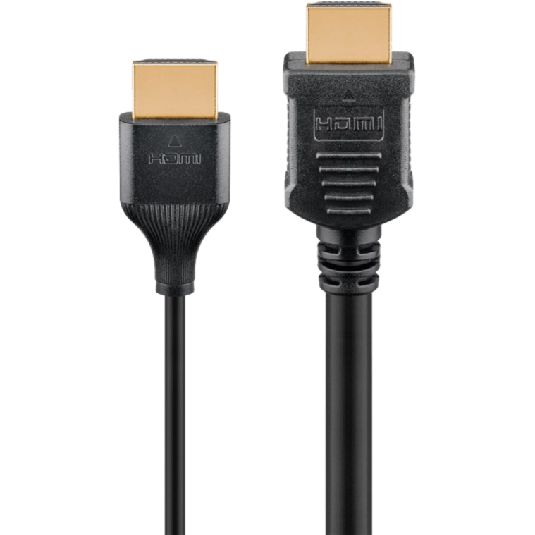 goobay Slim High-Speed-HDMI-Kabel mit Ethernet, 8K @ 60Hz, schwarz, 0,5 Meter