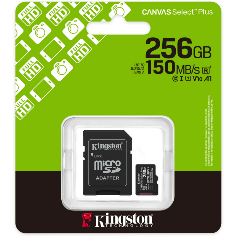 Kingston Canvas Select Plus 256 GB MicroSDXC Speicherkarte, schwarz, UHS-I U1