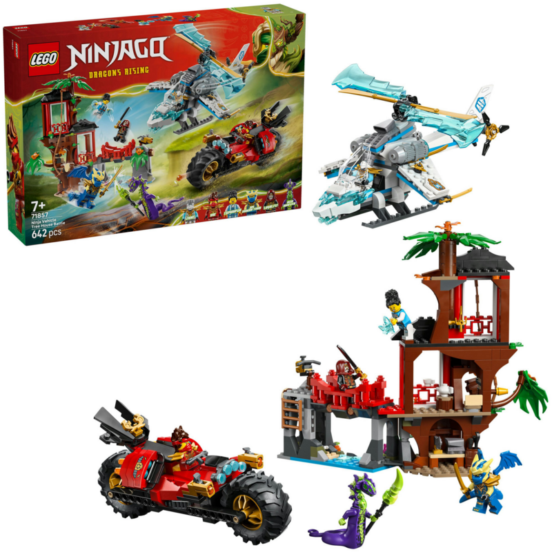 LEGO Ninjago Showdown am Baumhaus mit dem Ninja-Bike Konstruktionsspielzeug