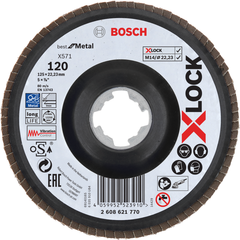 Bosch Professional PRO X571 X-LOCK Fächerschleifscheibe, Ø 125mm, K120