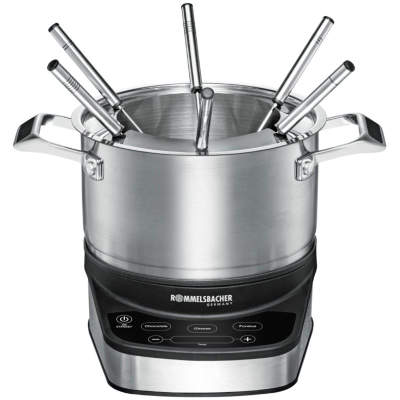 Rommelsbacher Elektro Fondue Set F 1200, edelstahl/schwarz, 1.200 Watt, Topf 2,5