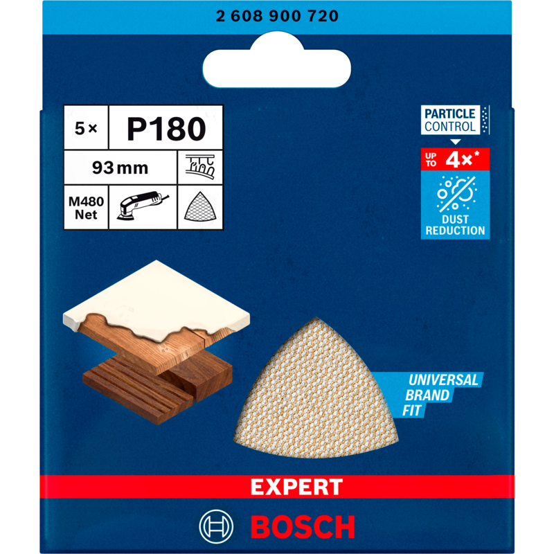 Bosch Professional Expert M480 Netzstruktur-Schleifblatt 93mm, K180, 5 Stück