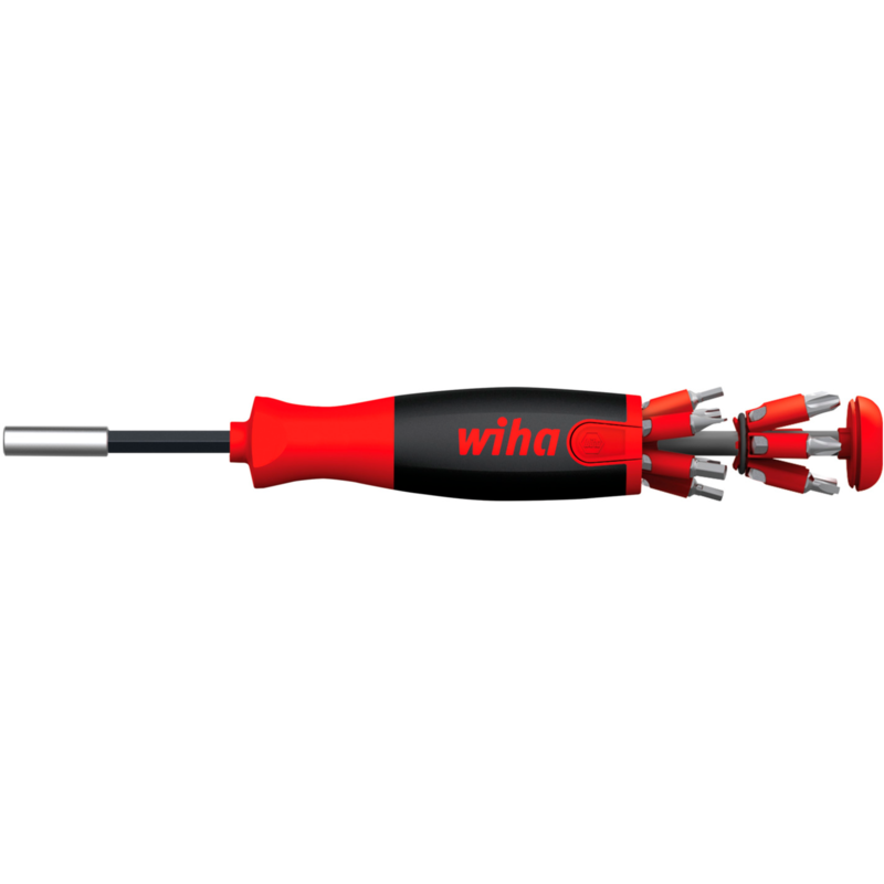 Wiha Schraubendreher mit Bit Magazin LiftUp 25, 1/4", schwarz/rot, 12 Bits