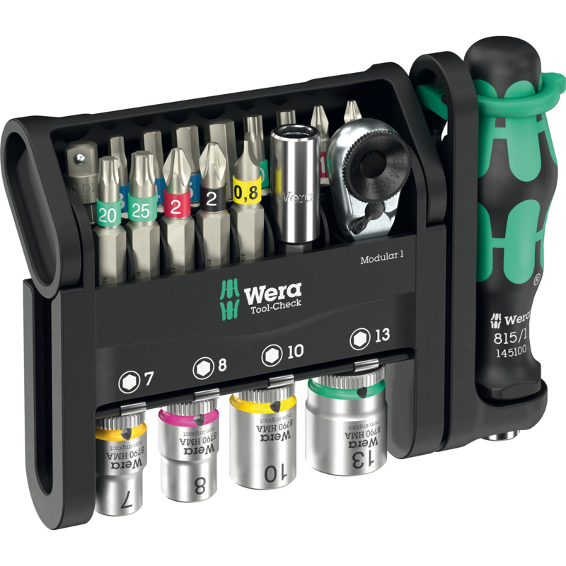 Wera Tool-Check Modular Set 1, mit 3 Werkzeugmodulen Bit-Satz, schwarz/grün