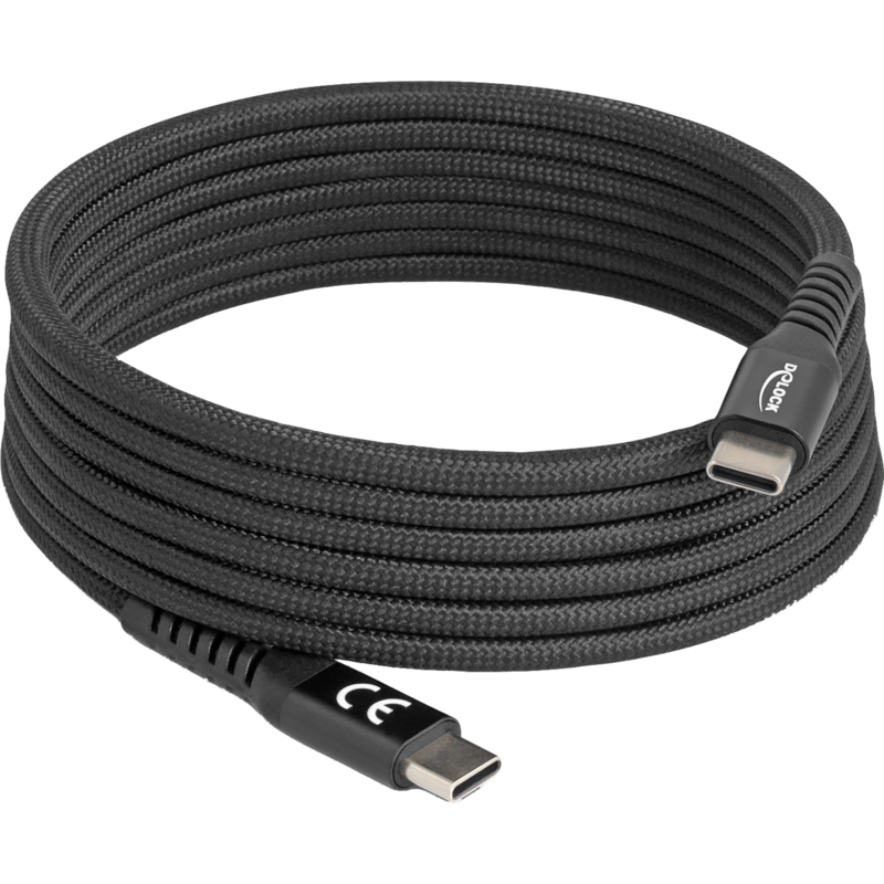 DeLOCK USB-C 2.0 Kabel mit magnetischer Textilummantelung, schwarz, 2 Meter, PD