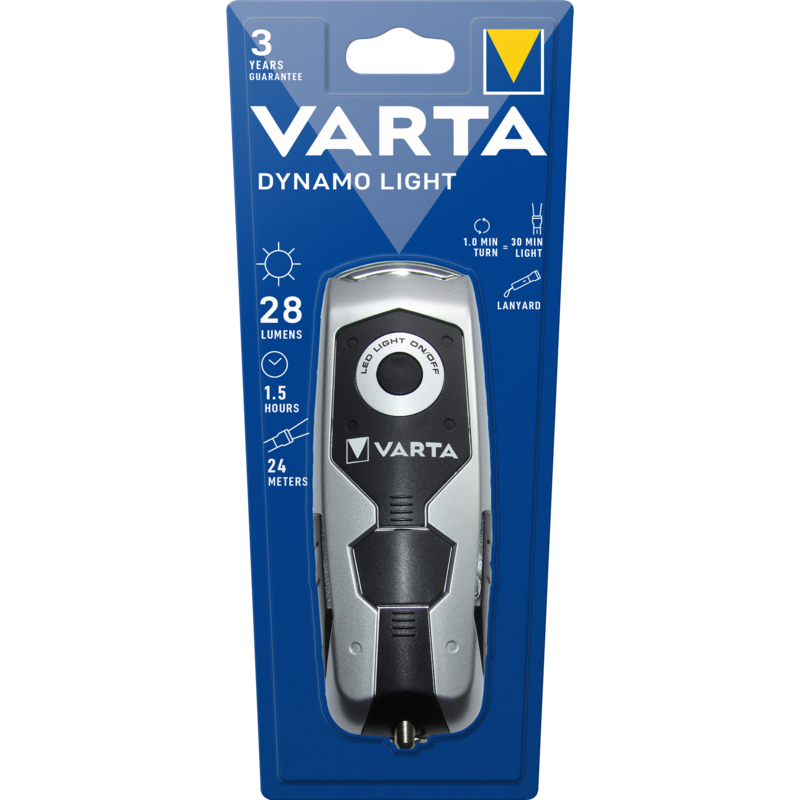 VARTA Dynamo Light Taschenlampe, silber/schwarz