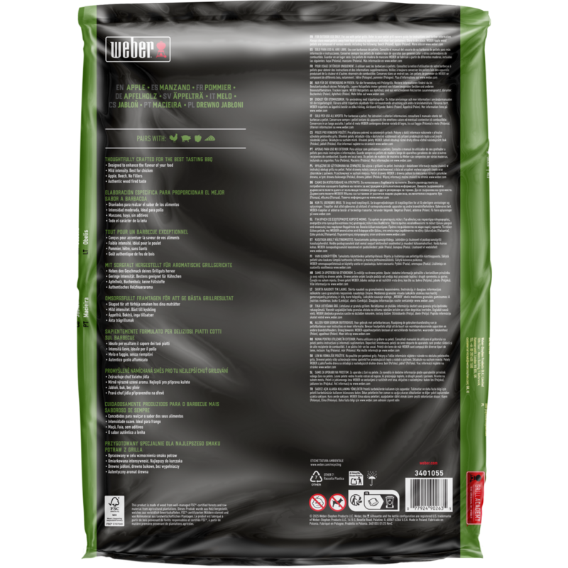 Weber Holzpellets Apfel, 8kg Brennstoff, für Smoker und Pelletgrills