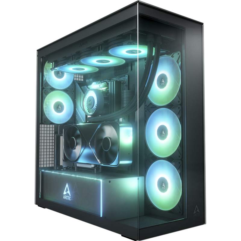 ARCTIC Xtender VG Mirror Black Design Tower-Gehäuse, schwarz, Tempered Glass x 2