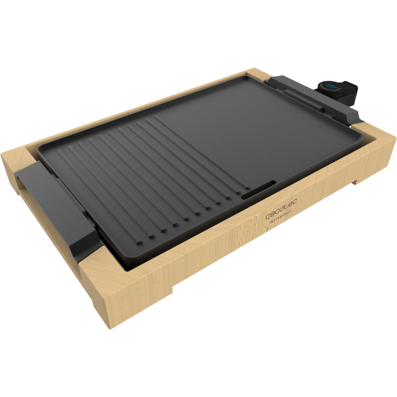 Cecotec Tischgrill Tasty&Grill 2000 Bamboo Black Elektro-Grillplatte, holz
