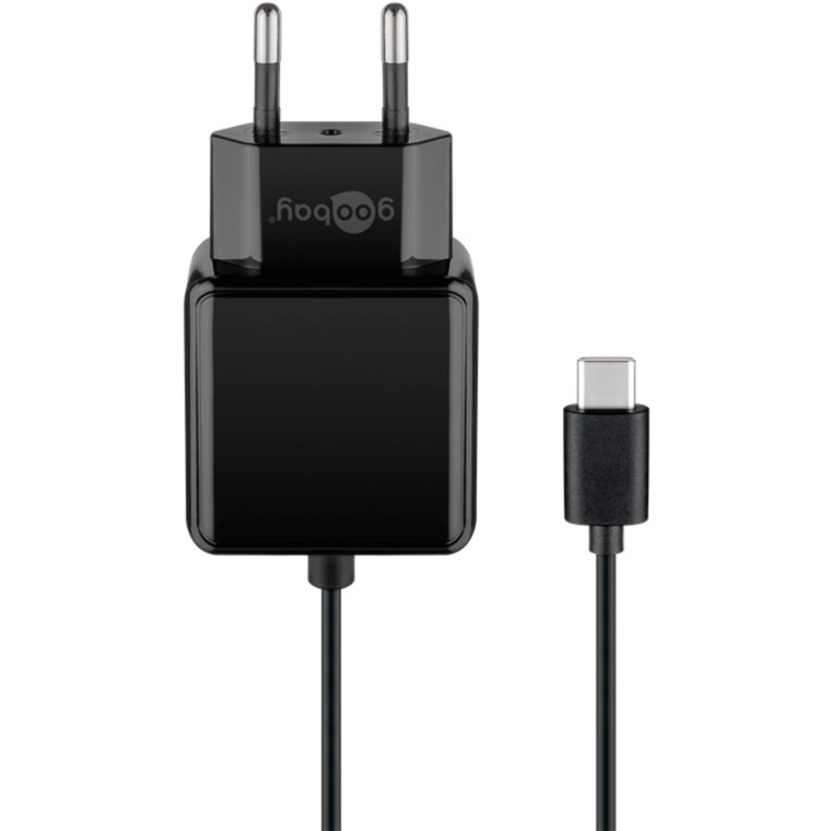 goobay Ladegerät mit 1,5m USB-C Anschlusskabel 3,0A (15W), schwarz