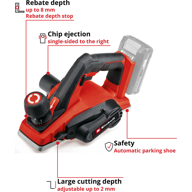 EINHELL Power X-Change Akku-Hobel TE-PL 18/82 Li-Solo, 18Volt Elektrohobel