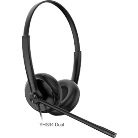 Yealink YHS34 Dual Headset, schwarz, Lederohrpolster