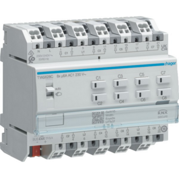 Hager Rollladen Jalousieaktor achtfach KNX 230 Volt Aktor