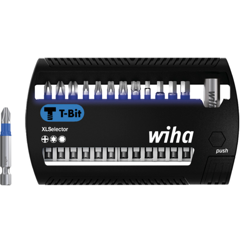 Wiha Bit-Satz XLSelector T-Bit 50mm, 13-teilig, schwarz/blau, PH / TX / H
