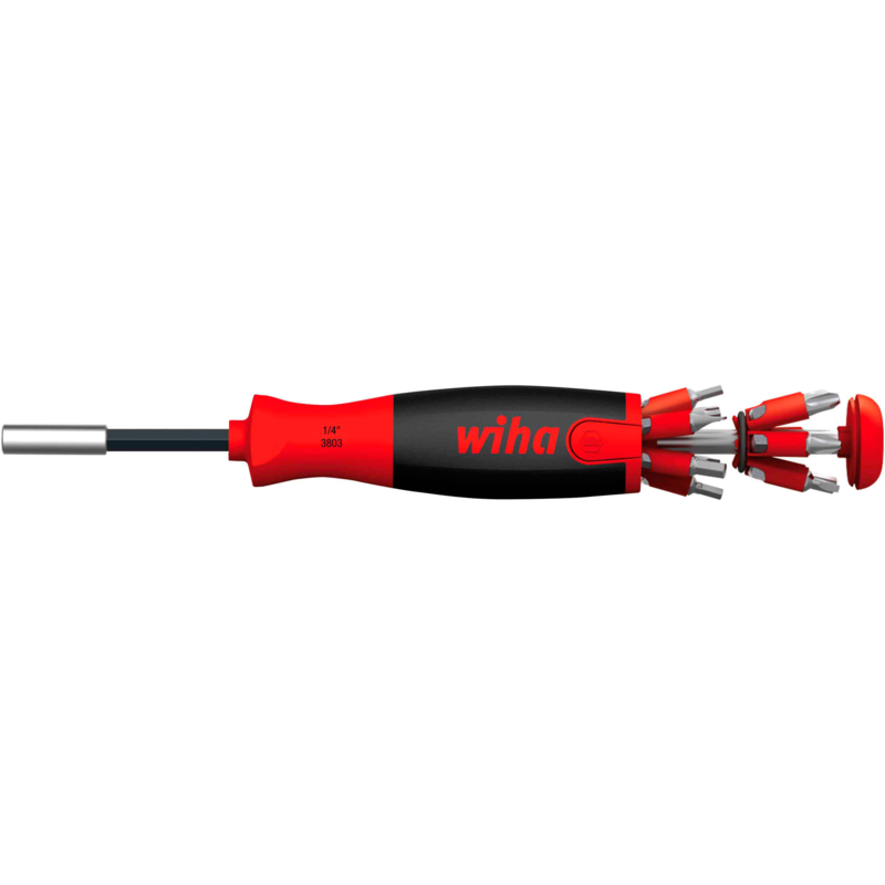 Wiha Schraubendreher mit Bit Magazin LiftUp 25, 1/4", schwarz/rot, 13-teilig