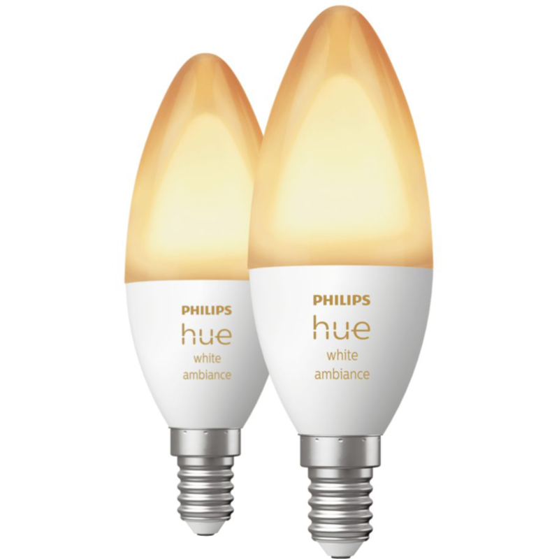 Philips HUE White Ambiance E14 LED-Lampe, Doppelpack, ersetzt 25 Watt